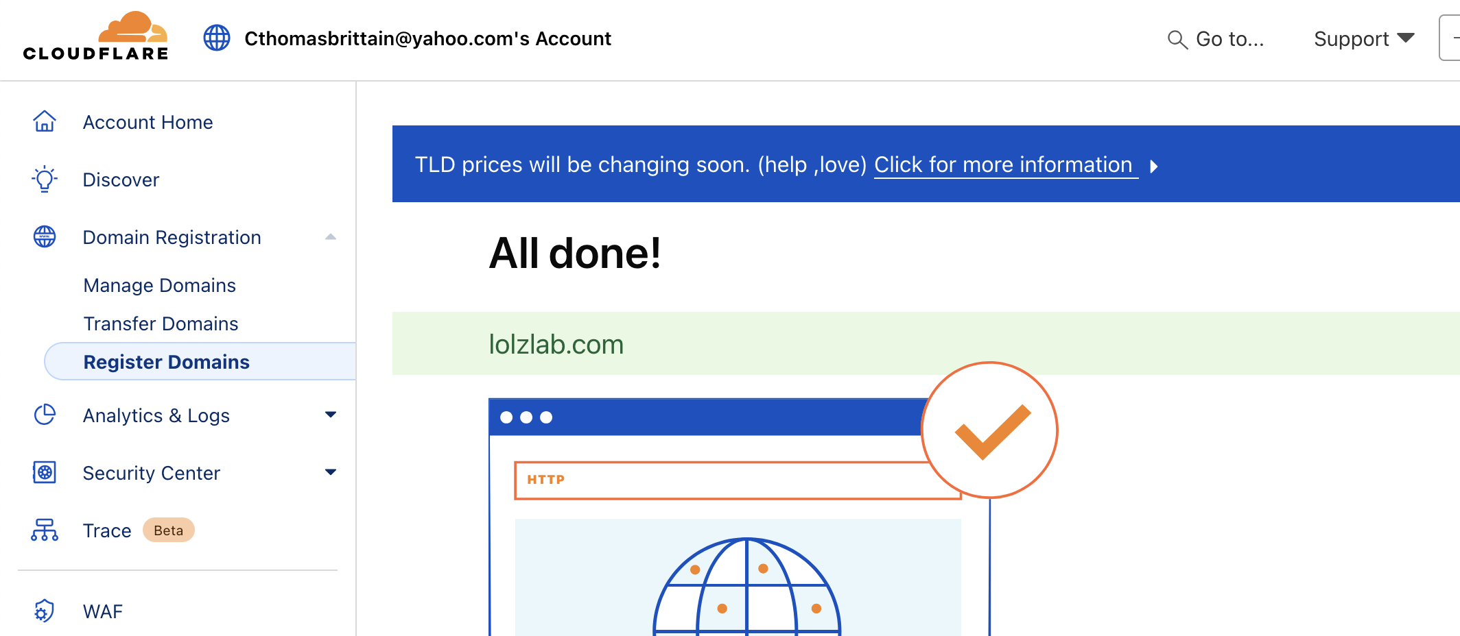 cloudflare-purchased-domain-name